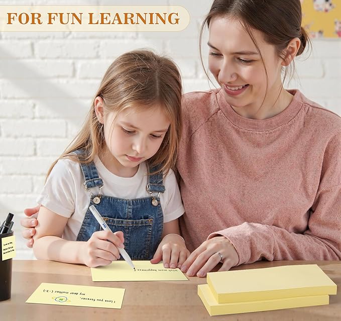 (16 Pack) Large Sticky Notes 3x5 in Yellow, 1600 Pcs Self-Stick Pads, Clean Removal, 100 Sheets/Pad Super Adhesive Sticky Pads Recyclable for Notebook, Meeting, Office, Shool, Home-DeskLoop Office