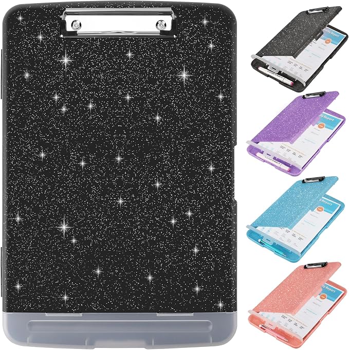 Glitter Clipboard with Storage, Storage Clipboard with Pen Holder, A4 Binder by SFLHHDM