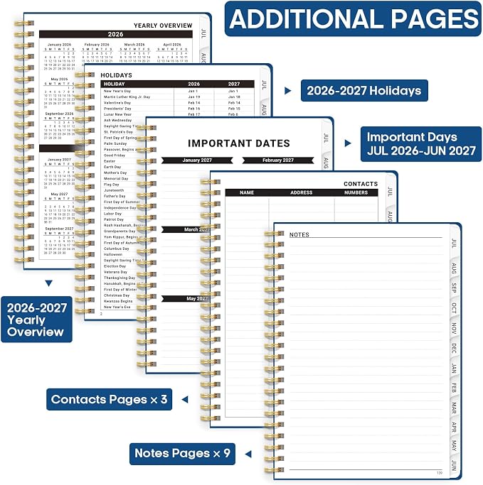 Academic Planner 2026-2027, Weekly and Monthly Calendar Book, July 2026 – June - Image 4