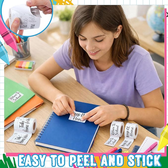 600 Pcs 3 Rolls Student Homework Folder Labels Take Home Folder Return to - Image 7