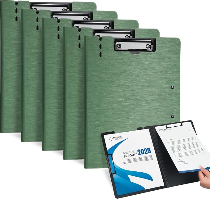 Clipboard Folder, with Dual Metal Clips, Embossed-Texture, Folding 360° Rotating by WORPSON