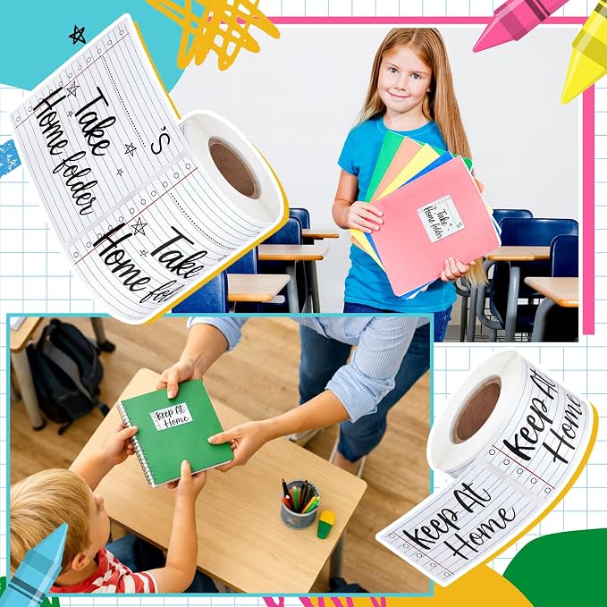 600 Pcs 3 Rolls Student Homework Folder Labels Take Home Folder Return to - Image 5