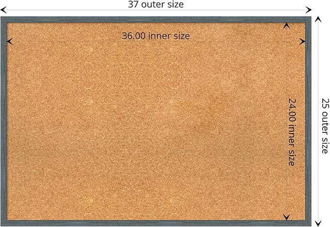 Amanti Art Natural Cork Board for Wall, 25x37 Vision Board with Blue Wood Frame, Large Corkboard Office Decor for Home Organization, Rustic Farmhouse Corkboard Pinboard to display items for home-DeskLoop Office