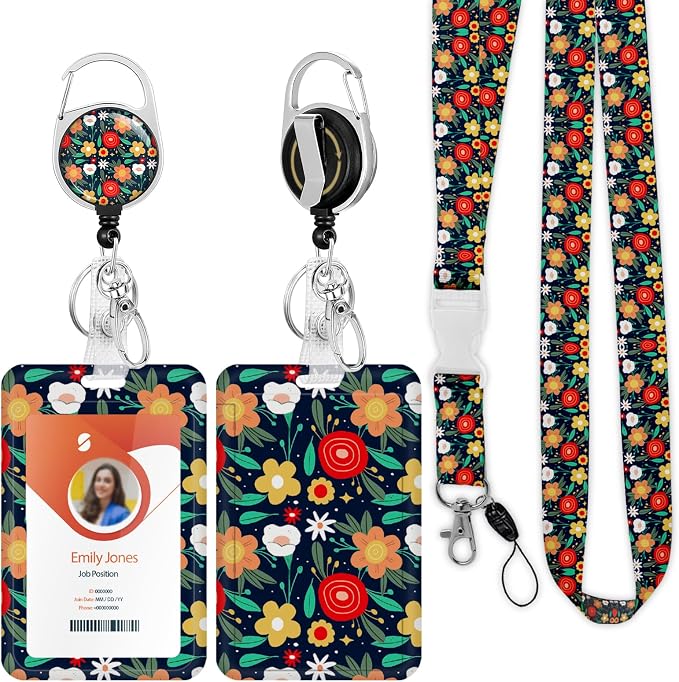 ID Badge Holder with Lanyard, Retractable ID Badge Card Holders Detachable Neck by Boutilon
