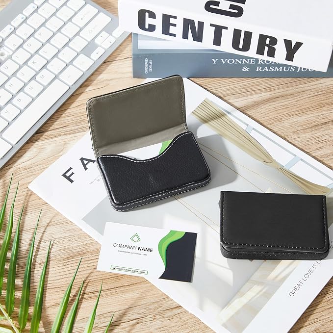 Outus 2 Pcs Business Card Holder, PU Leather Business Card Case Pocket Wallet - Image 5