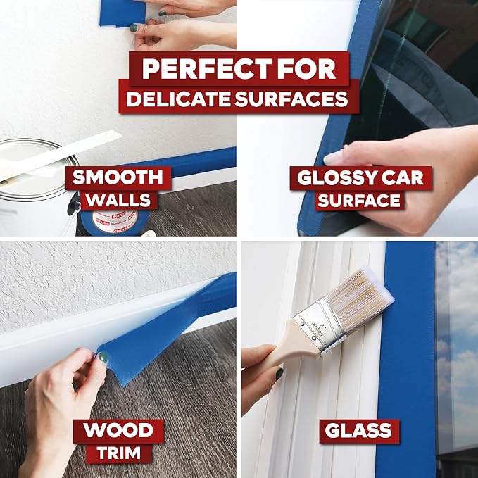XFasten Professional Blue Painters Tape, Sharp Edge Line Technology - Image 4