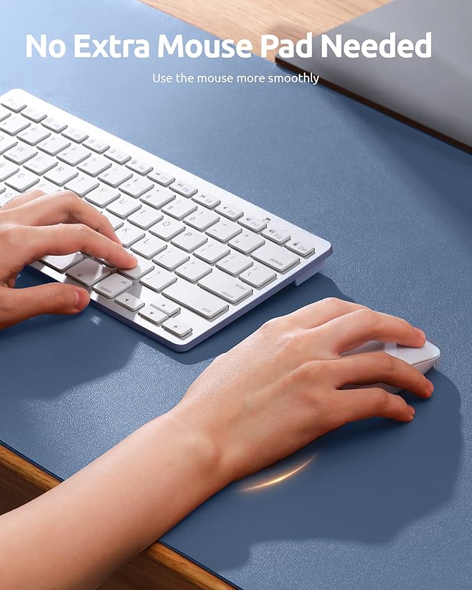 YSAGi Leather Desk Protector, Office Mat, Large Mouse Pad, Non-Slip PU Leather Blotter, Laptop Desk, Waterproof Writing Pad for Office and Home (Blue, 31.5" x 15.8")-DeskLoop Office