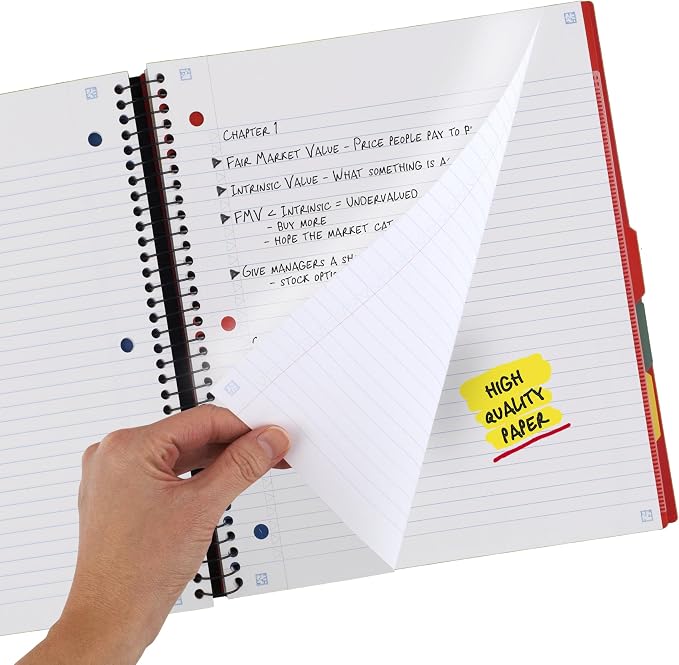 Five Star Advance Spiral Notebook + Study App, 5 Subject, College Ruled Paper - Image 4