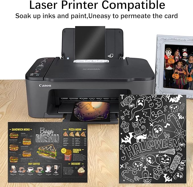 100 Sheets Black Shimmer Cardstock 8.5 x 11 Metallic Paper, Goefun 80lb Card Stock Letter Size Sheets for Halloween, Invitations, Scrapbooking, Crafts, Graduations-DeskLoop Office