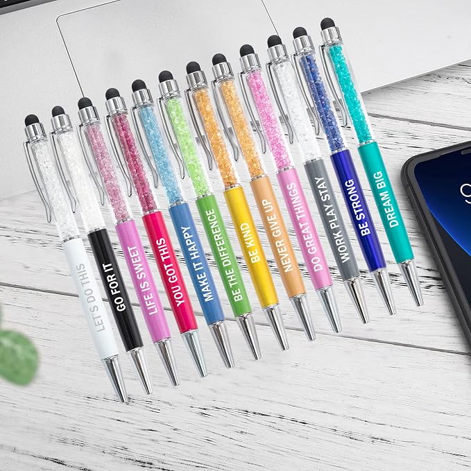 PASISIBICK 12 Pieces Crystal Stylus Employee Appreciation Pens, 2 in 1 - Image 2