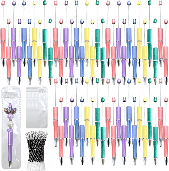 150 Pieces DIY Beadable Pen Kit – 50 Plastic Ballpoint Pens by DASTTUIS