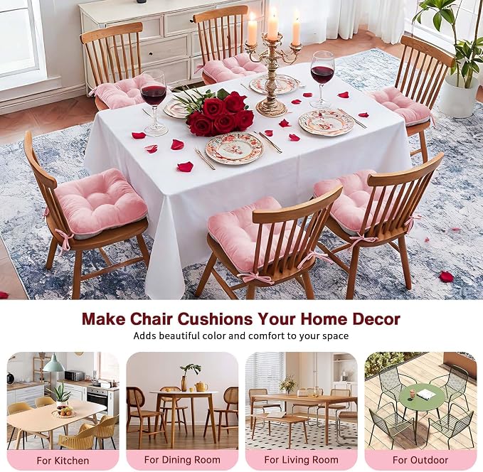 BETU Pink Chair Cushions for Dining Chairs Set of 6, 3.5" Thick Kitchen Table - Image 7