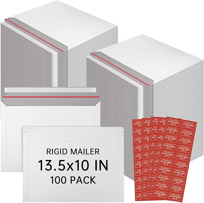 100 Pack 13.5 x 10 Inch Rigid Mailers, Art Prints, Certificates, Small Business by UZLUbuywithconfidence