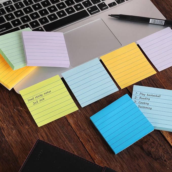 HQCME 9 Pack Lined Sticky Notes 3x3 in Post Sticky Notes - Image 4