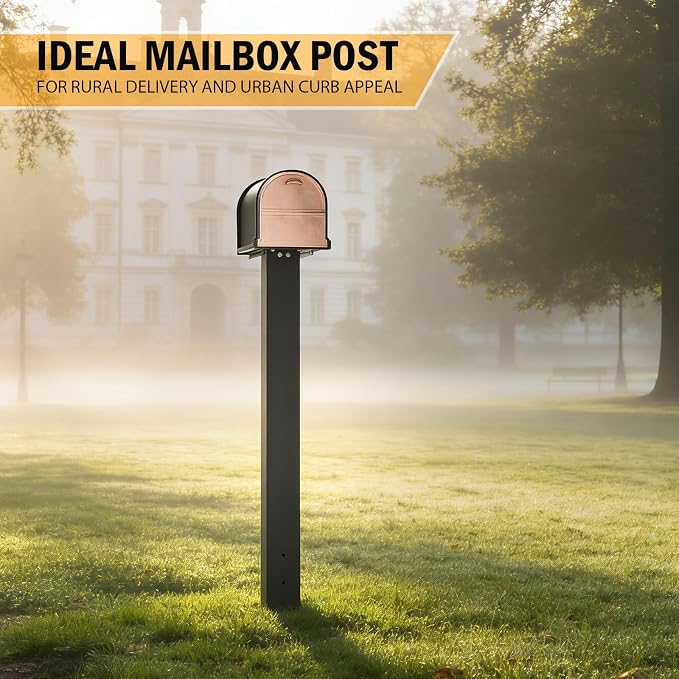 43x4x4 Black Metal Mailbox Post - Image 2