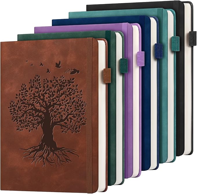 6 Pack Lined Journal Notebook for Women Men, A5 Hardcover Leather Journals for by ALKALO