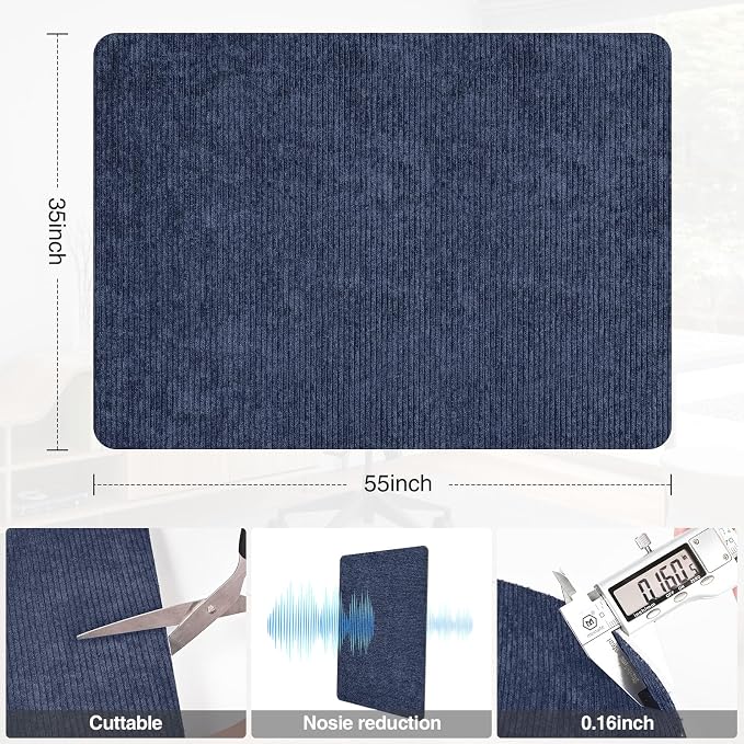 Placoot Desk Chair Mat for Hardwood Floor Corduroy Surface 1/6" Thick 55"x35" - Image 5