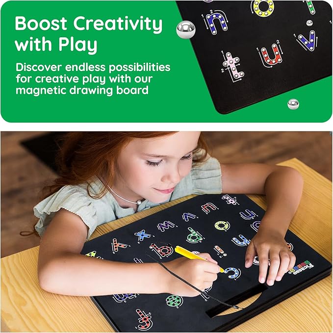 PicassoTiles 2-in-1 Letter Tracing & Freestyle Magnetic Drawing Board, 10x12 - Image 6