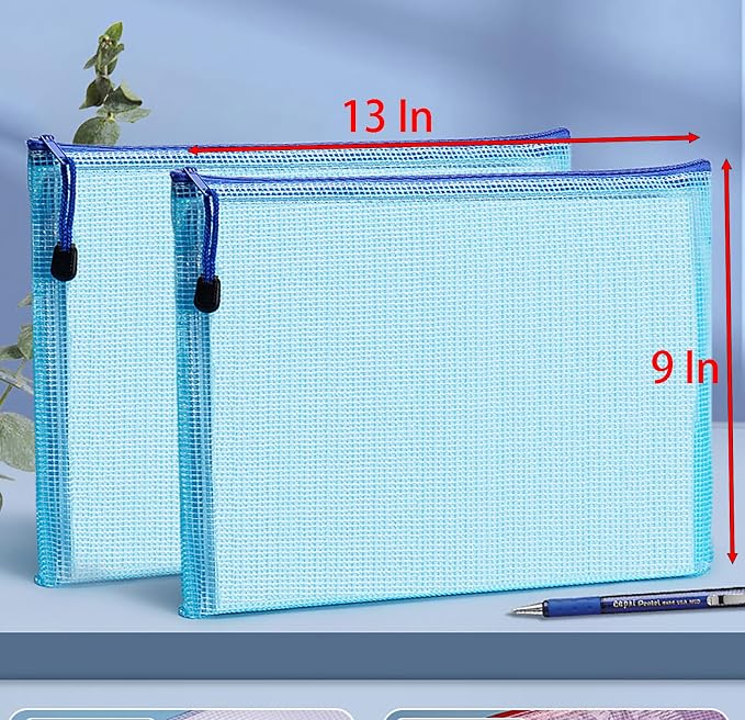Zipper Documents Storage Bag, 10 Pack A4 Size Plastic Waterproof 13 Inch x 9 - Image 2