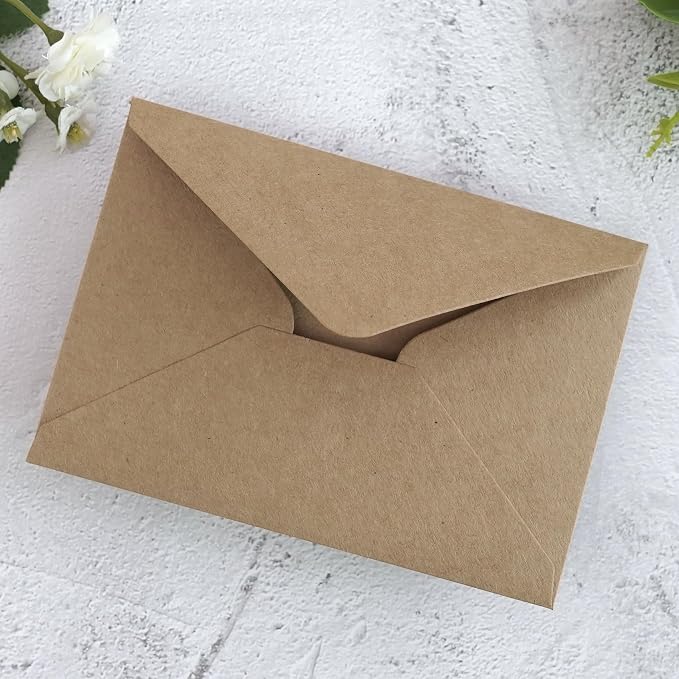 PONATIA 50 Pack A1 Envelopes, 3.62 x 5.2'' Brown Envelopes Perfect - Image 3