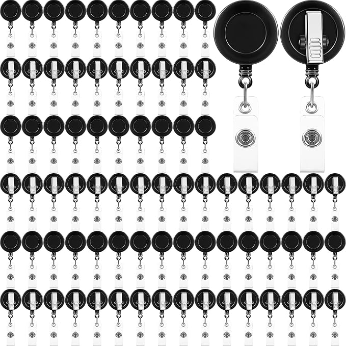Fulmoon 100 Pcs Translucent Retractable Badge Reels Round ID Badge Holders by Fulmoon