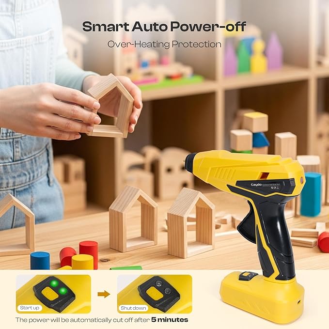 Caydo Cordless Hot Glue Gun, Portable Glue Gun, 2200mAh Type-C Rechargeable and Fast Heating, Heat Glue Gun Kit with 10PCS Glue Sticks for DIY Arts, Home Repairs, Crafting and Gift Making-DeskLoop Office