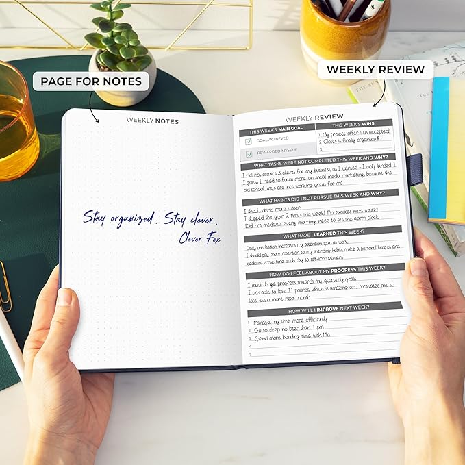 Clever Fox Daily Planner – Undated Planning Notebook with Hourly Schedule & To-Do List – Personal Day Task & Work Organizer, 6 Months (Dark Blue)-DeskLoop Office
