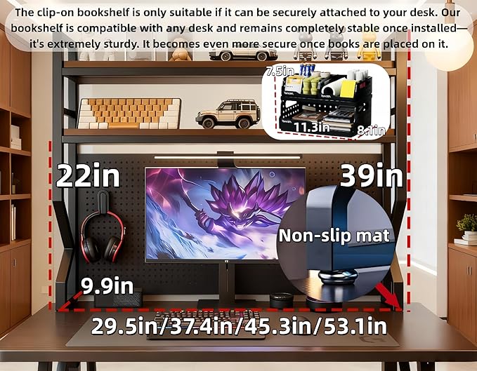 Desktop Hutch Bookshelf, Many Gifts, Metal Desktop Bookcase - Image 2