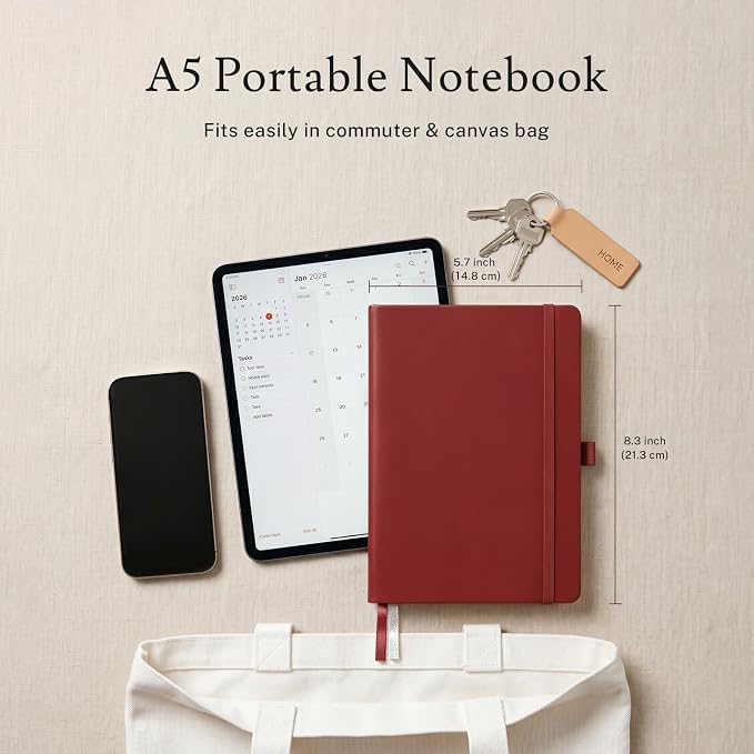 PAGELYST Graph Grid Paper Notebook, 200 Pages, 4 Pack Leather Hardcover Notebook - Image 4