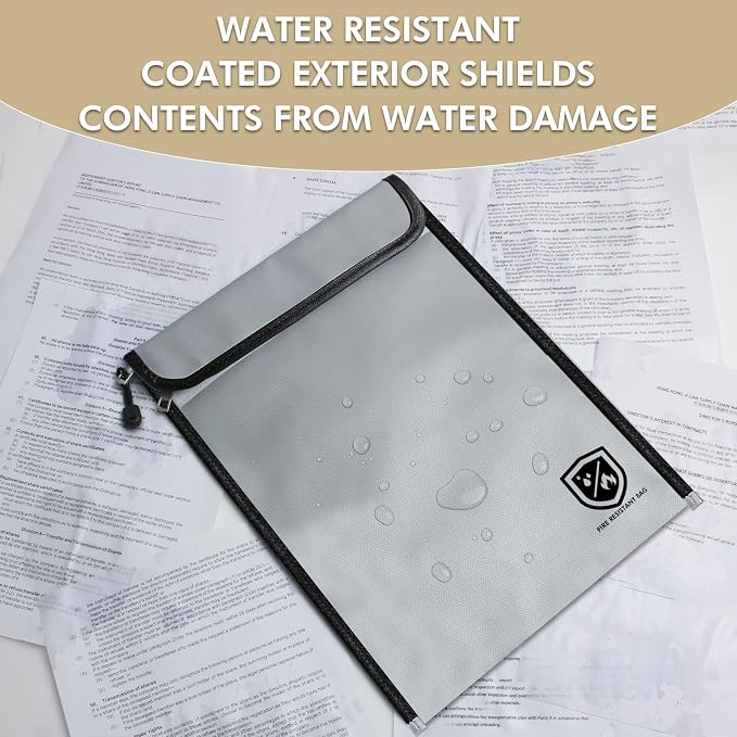 2 Pack Upgraded Fireproof Document Bag, 14.6" x 11" Two Pockets Fireproof Bag - Image 6
