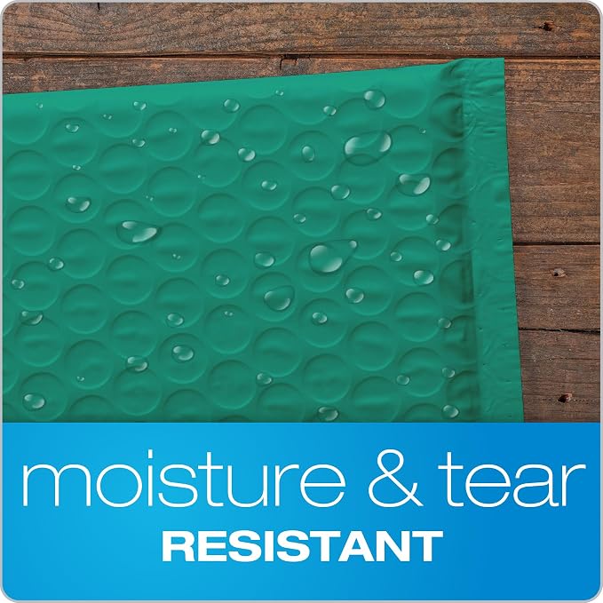 Quality Park Bubble Mailers, 6 x 9, Turquoise Poly Mailers, Padded Envelopes - Image 2