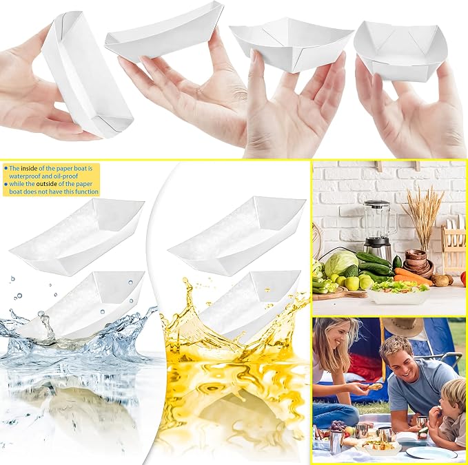 150 Pack 1Lb Paper Food Boat Trays Disposable Paper Boat Plates Containers - Image 6