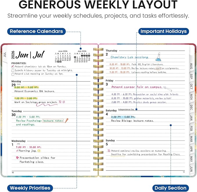 Planner 2026-2027, Academic Year Monthly and Weekly Calendar Planner, Jul 2026 - Image 3