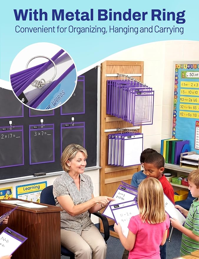 SUNEE 6 Packs Oversized Reusable Dry Erase Pocket Sleeves - Image 6