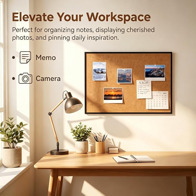 Felt Bulletin Board 23.6 x 15.7 Inch – Black Frame, Corkboard Alternative - Image 4