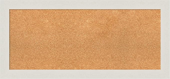 Amanti Art Natural Cork Board for Wall, 17x37 Vision Board with White Frame, Medium Corkboard Office Decor for Home Organization, Country Rustic Corkboard Pinboard to Display Items for Home-DeskLoop Office