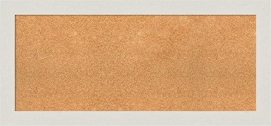 Amanti Art Natural Cork Board for Wall, 17x37 Vision Board with White Frame, Medium Corkboard Office Decor for Home Organization, Country Rustic Corkboard Pinboard to Display Items for Home-DeskLoop Office
