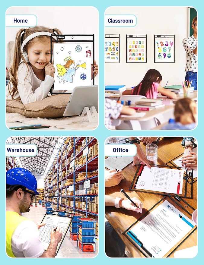 SUNEE 6 Packs Oversized Reusable Dry Erase Pocket Sleeves - Image 7