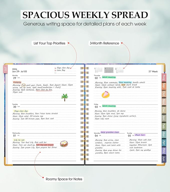 Academic Planner 2026-2027, Hardcover Leather Weekly and Monthly Calendar - Image 3