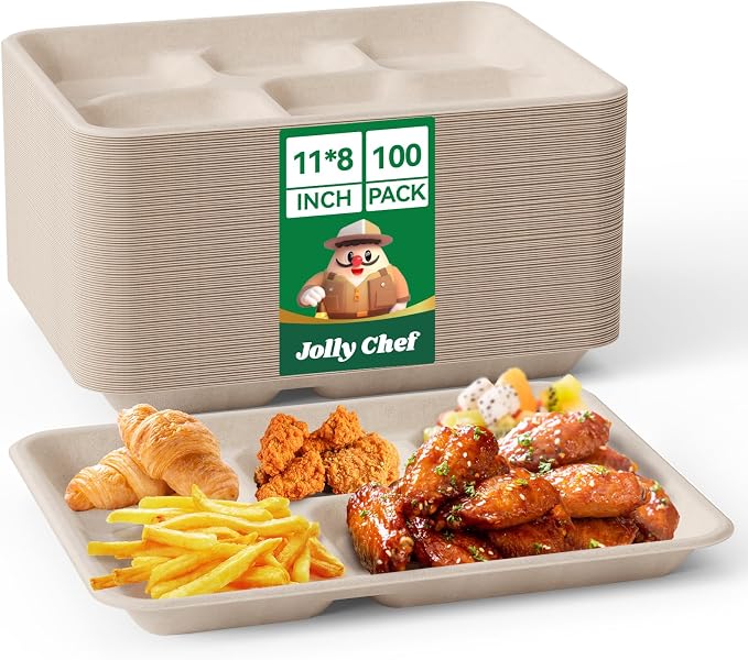 JOLLY CHEF Compostable  Compartment  *   Paper Plates Heavy by JOLLYCHEF