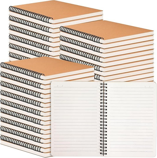 miikoul 150 Packs A5 Spiral Notebooks, 8.3"×5.5", 60 Sheets/120 Pages, Hardcover Lined Journal Notepad Travel Notebooks for Office and Back to School Supplies-DeskLoop Office