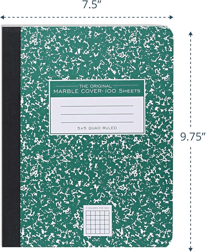 ROARING SPRING Hard Cover Composition Notebook, 9.75″ x 7.5″, 5x5 Grid Graph - Image 3