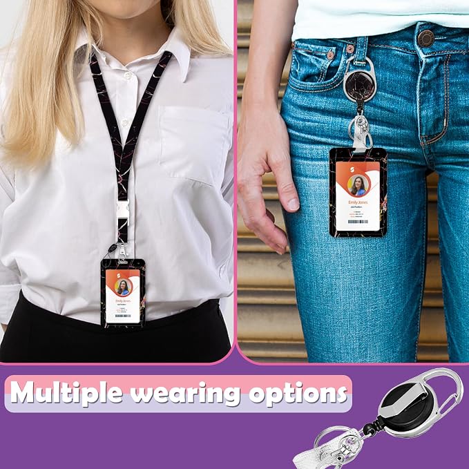 ID Badge Holder with Lanyard, Retractable ID Badge Card Holders Detachable Neck - Image 2