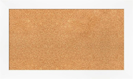 Amanti Art Natural Cork Board for Wall, 17x29 Vision Board with White Frame, Medium Corkboard Office Decor for Home Organization, Modern Corkboard Pinboard to Display Items for Home Organization in-DeskLoop Office