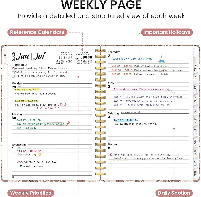 Planner 2026-2027, Academic Monthly and Weekly Calendar Planner - Image 3