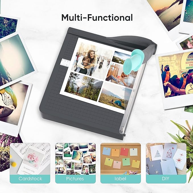 Paper Cutter, A4 Paper Trimmer with Safety Guard, 12" Cut Length Paper Cutting Board, Guillotine Trimmer with 16 Sheets Capacity, Paper Slicer for Scrapbooking Craft, Coupon, Label, Cardstock-DeskLoop Office