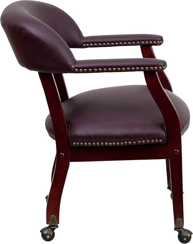 EMMA + OLIVER Burgundy LeatherSoft Conference Chair with Casters-DeskLoop Office
