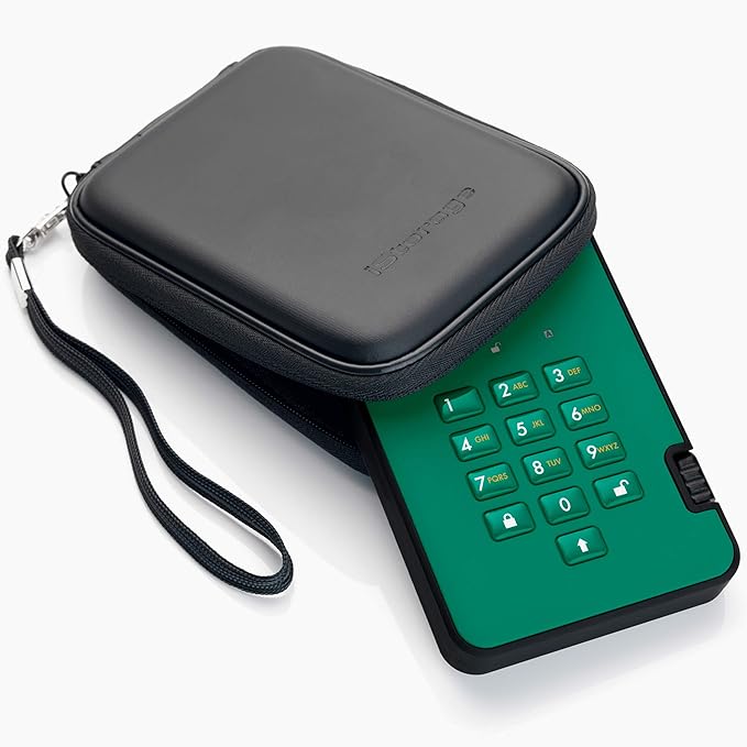 iStorage diskAshur2 HDD 4TB Green | Secure portable hard drive | Password protected | Dust & water resistant | Hardware Encryption-DeskLoop Office