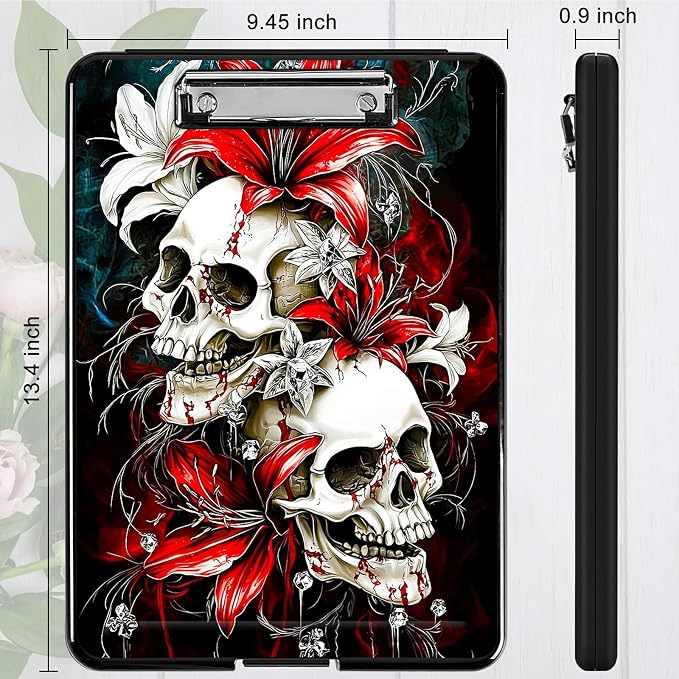 Red Lily Skull A4 Clipboard - Image 4
