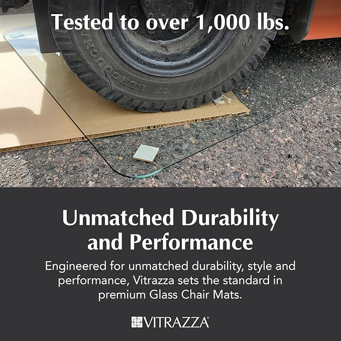 Vitrazza Glass Chair Mat 42” x 42” Superior ¼" thick, Chiaro Standard Clear - Image 6